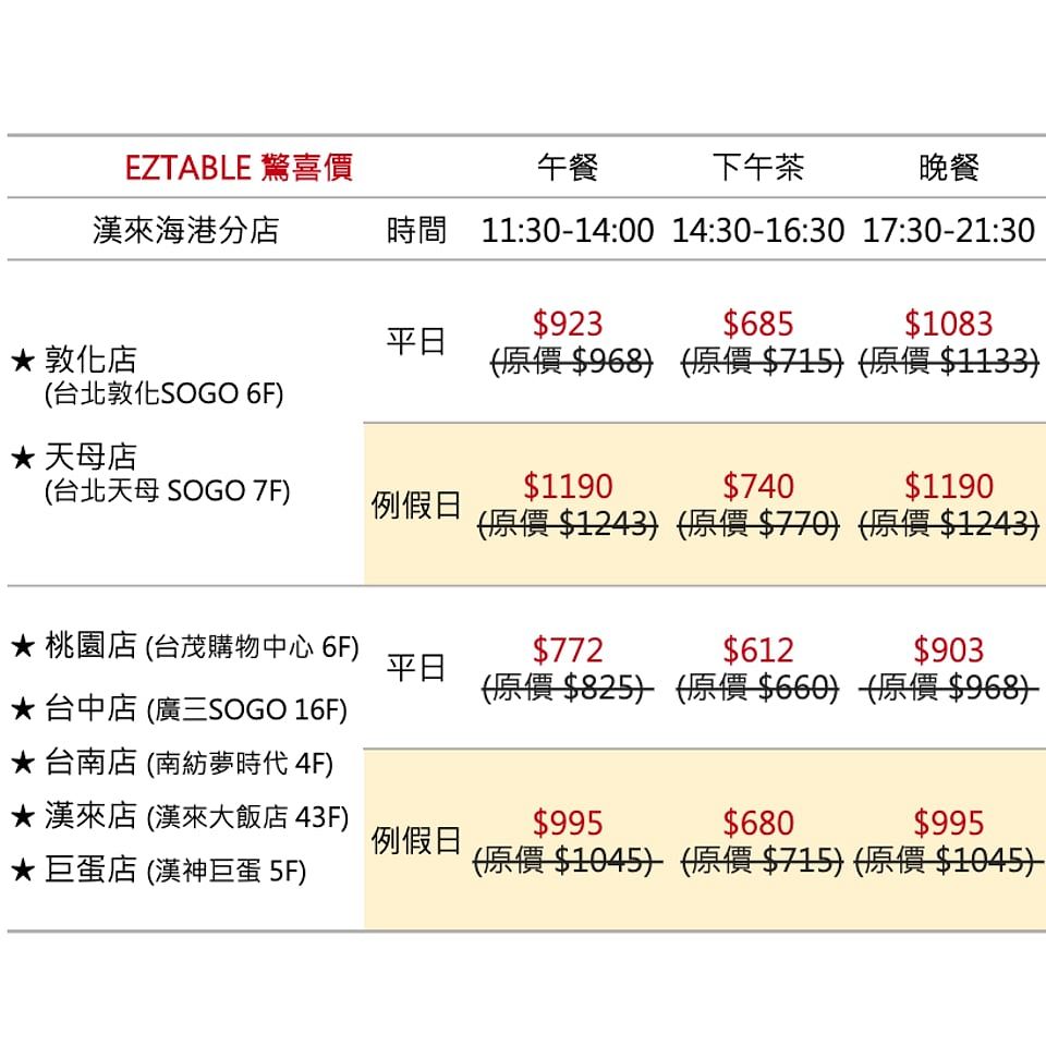 æ¼¢ä¾†æµ·æ¸¯ ç·šä¸Šè¨‚ä½91æŠ˜å…æŽ'éšŠ 24å°æ™‚ç·šä¸Šé¤å»³è¨‚ä½ Eztable ç°¡å–®æ¡Œ é è¨‚ç¾Žå¥½ç